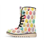 Colorful Cute Easter Eggs Pattern Print Winter Boots