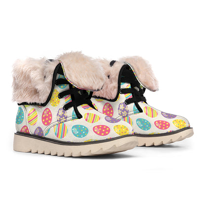 Colorful Cute Easter Eggs Pattern Print Winter Boots