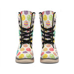 Colorful Cute Easter Eggs Pattern Print Winter Boots