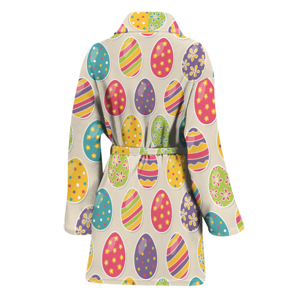 Colorful Cute Easter Eggs Pattern Print Women's Bathrobe