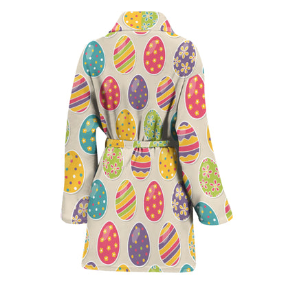 Colorful Cute Easter Eggs Pattern Print Women's Bathrobe