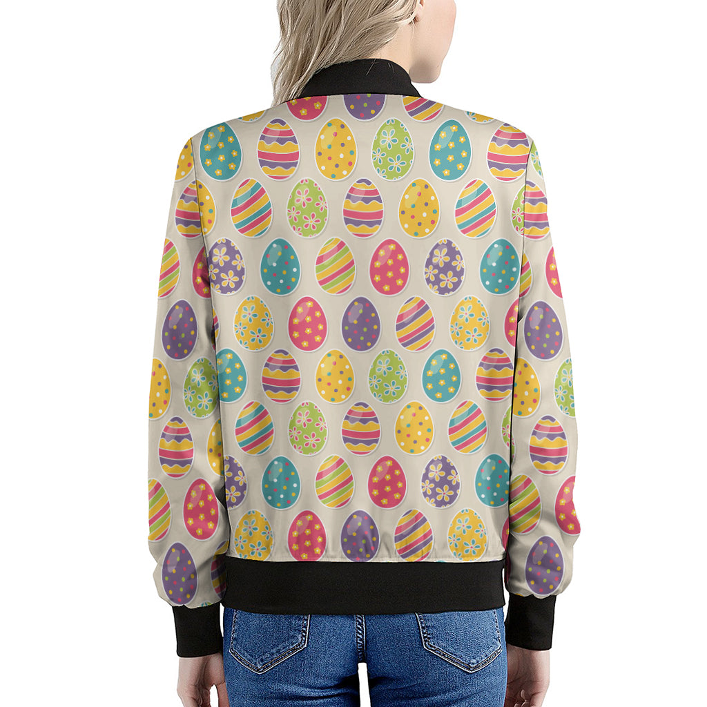 Colorful Cute Easter Eggs Pattern Print Women's Bomber Jacket