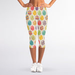 Colorful Cute Easter Eggs Pattern Print Women's Capri Leggings
