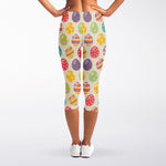 Colorful Cute Easter Eggs Pattern Print Women's Capri Leggings