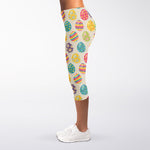 Colorful Cute Easter Eggs Pattern Print Women's Capri Leggings