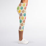 Colorful Cute Easter Eggs Pattern Print Women's Capri Leggings