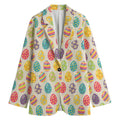 Colorful Cute Easter Eggs Pattern Print Women's Cotton Blazer