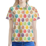 Colorful Cute Easter Eggs Pattern Print Women's Polo Shirt