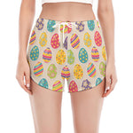 Colorful Cute Easter Eggs Pattern Print Women's Split Running Shorts