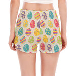 Colorful Cute Easter Eggs Pattern Print Women's Split Running Shorts