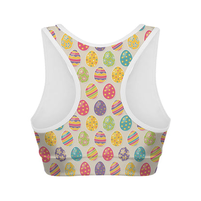 Colorful Cute Easter Eggs Pattern Print Women's Sports Bra