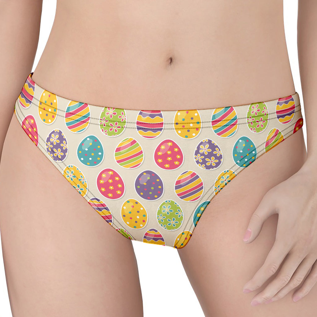 Colorful Cute Easter Eggs Pattern Print Women's Thong