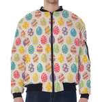 Colorful Cute Easter Eggs Pattern Print Zip Sleeve Bomber Jacket