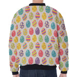 Colorful Cute Easter Eggs Pattern Print Zip Sleeve Bomber Jacket