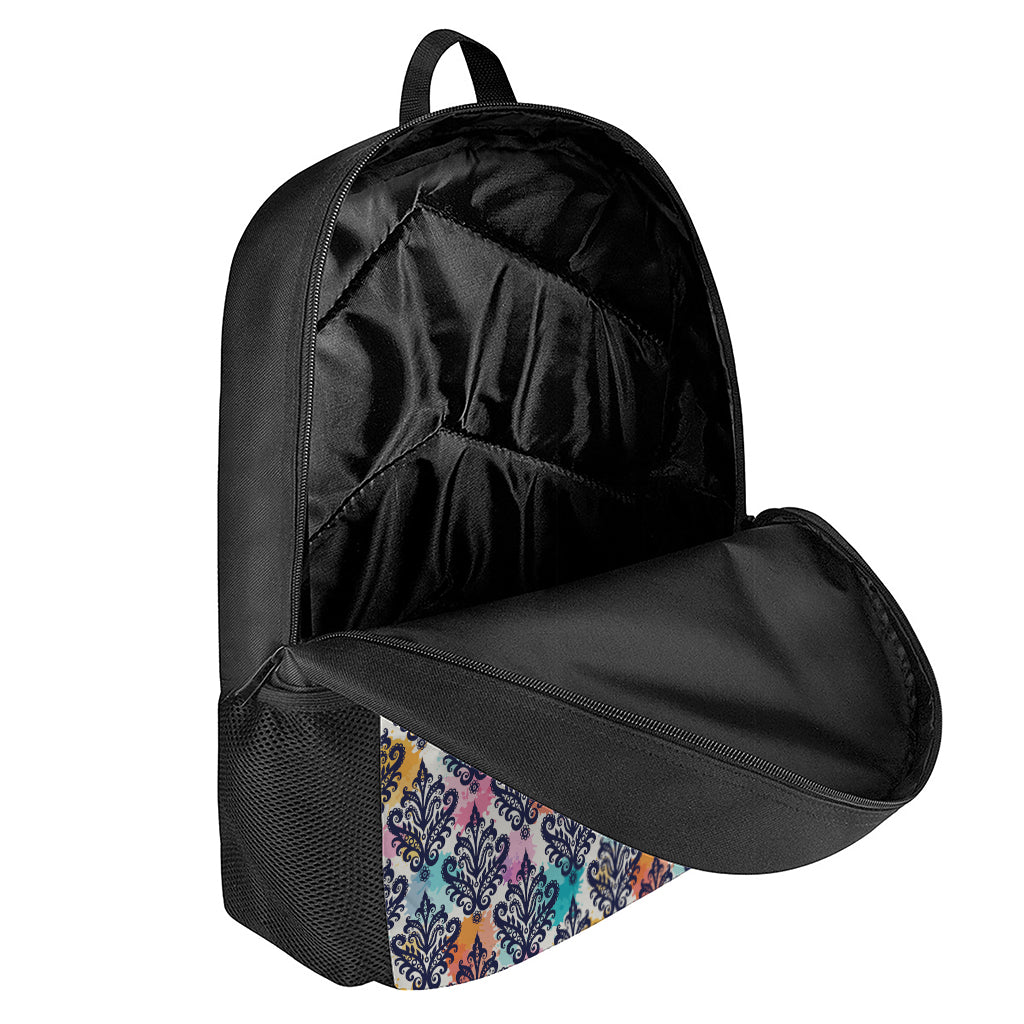 Colorful Damask Pattern Print 17 Inch Backpack
