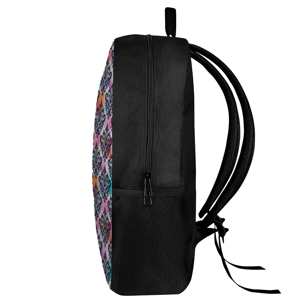 Colorful Damask Pattern Print 17 Inch Backpack