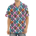 Colorful Damask Pattern Print Aloha Shirt
