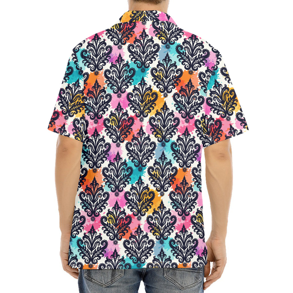 Colorful Damask Pattern Print Aloha Shirt