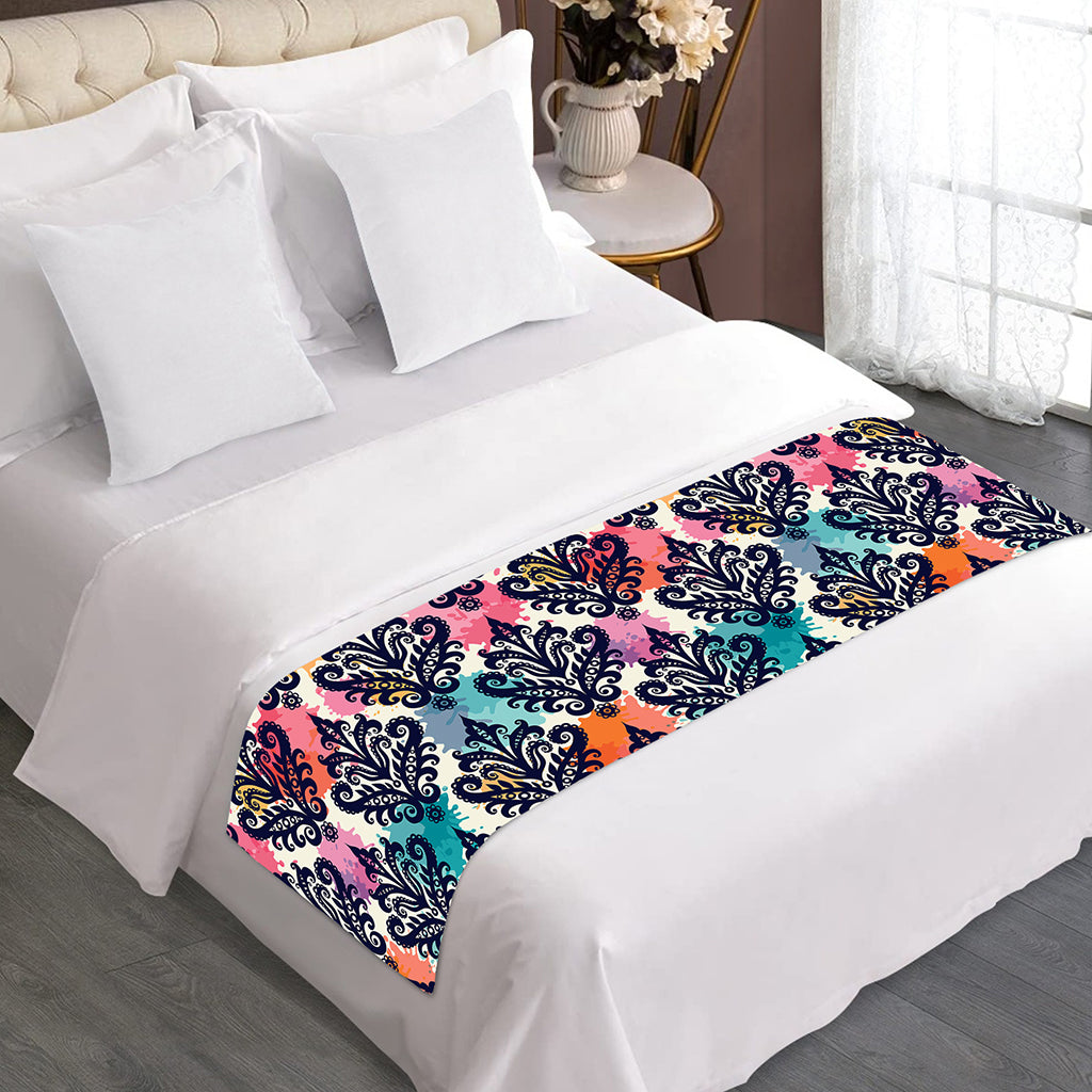 Colorful Damask Pattern Print Bed Runner