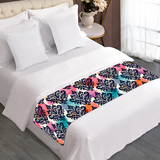 Colorful Damask Pattern Print Bed Runner