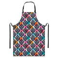 Colorful Damask Pattern Print Bib Apron With Pocket