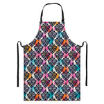 Colorful Damask Pattern Print Bib Apron With Pocket