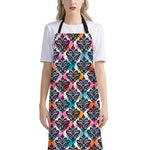 Colorful Damask Pattern Print Bib Apron With Pocket