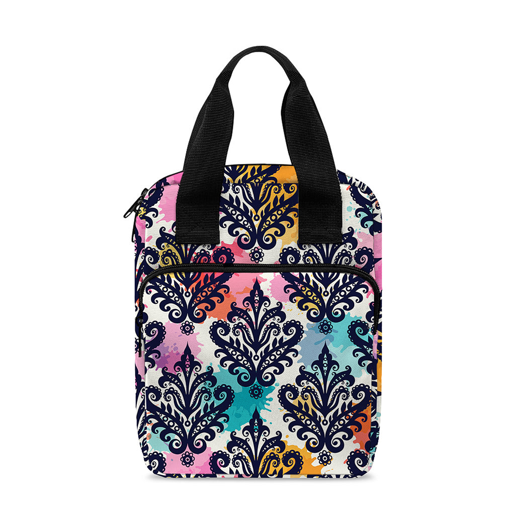 Colorful Damask Pattern Print Bible Tote Bag