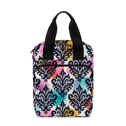 Colorful Damask Pattern Print Bible Tote Bag