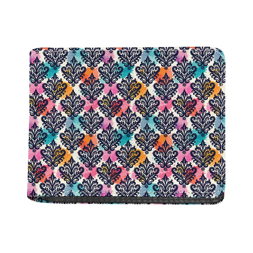 Colorful Damask Pattern Print Bifold Wallet
