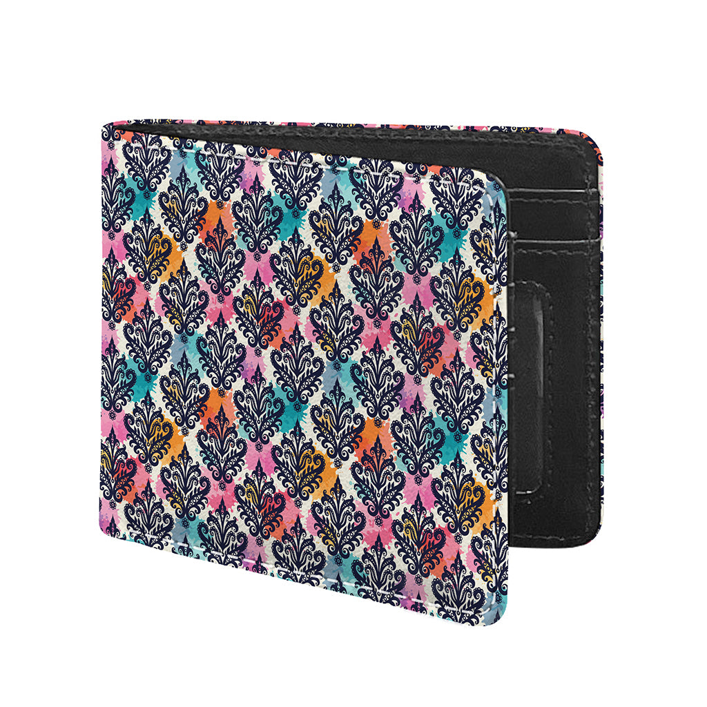 Colorful Damask Pattern Print Bifold Wallet