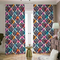 Colorful Damask Pattern Print Dimout Pencil Pleat Curtains