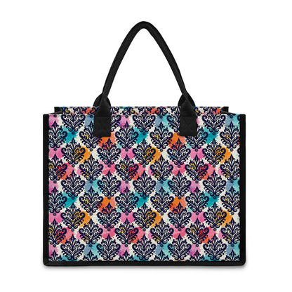 Colorful Damask Pattern Print Canvas Tote Bag