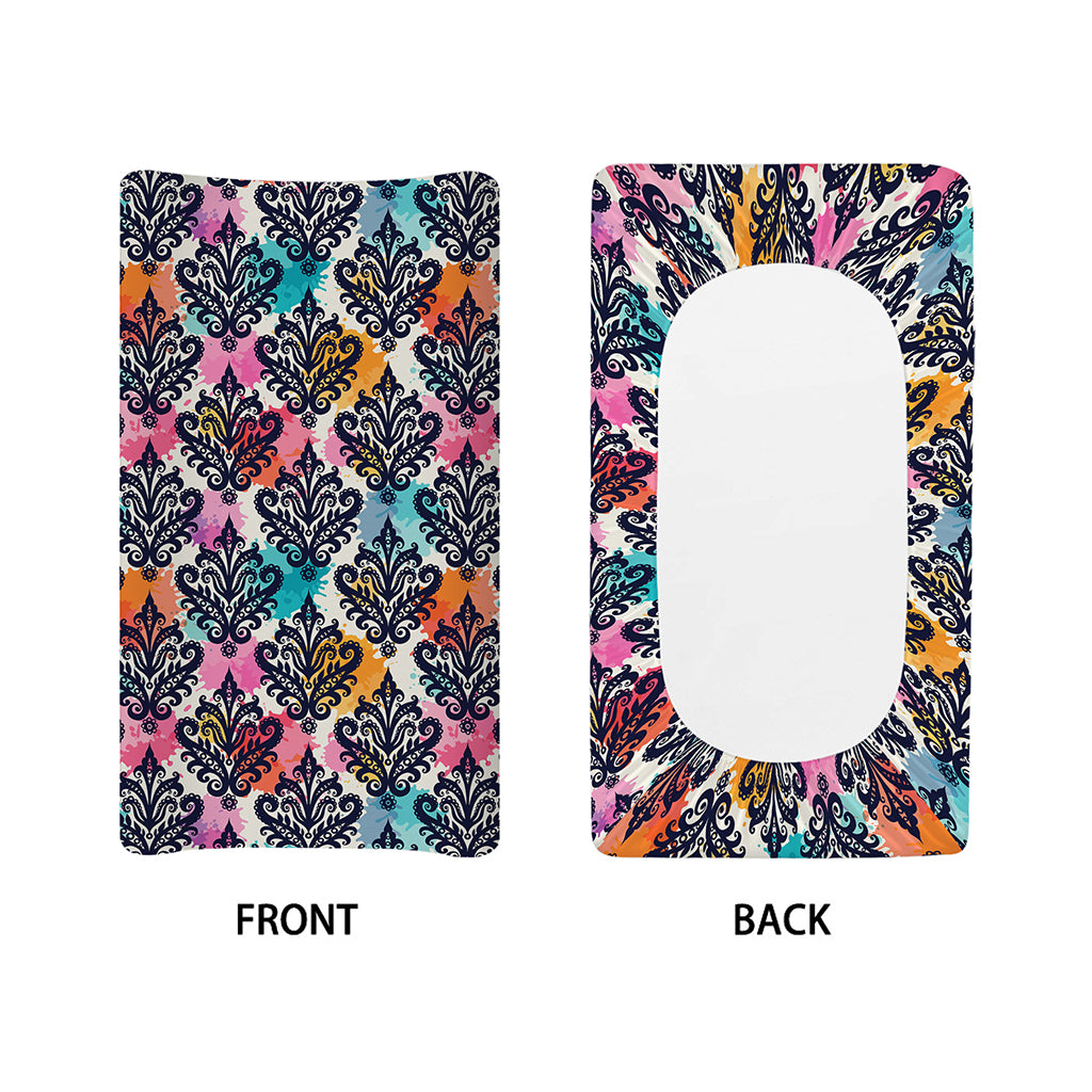 Colorful Damask Pattern Print Changing Pad Cover