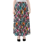 Colorful Damask Pattern Print Chiffon Maxi Skirt