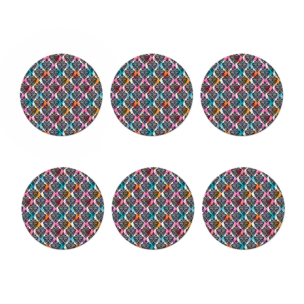 Colorful Damask Pattern Print Coaster Set