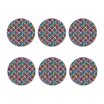 Colorful Damask Pattern Print Coaster Set