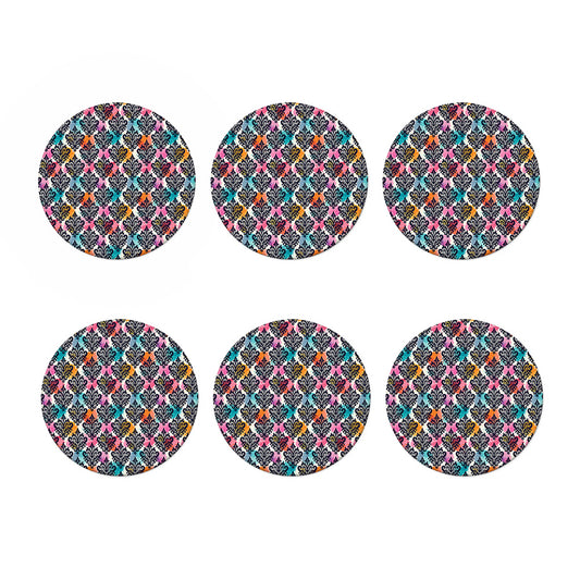 Colorful Damask Pattern Print Coaster Set