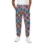 Colorful Damask Pattern Print Cotton Pants