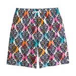 Colorful Damask Pattern Print Cotton Shorts
