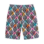 Colorful Damask Pattern Print Cotton Shorts