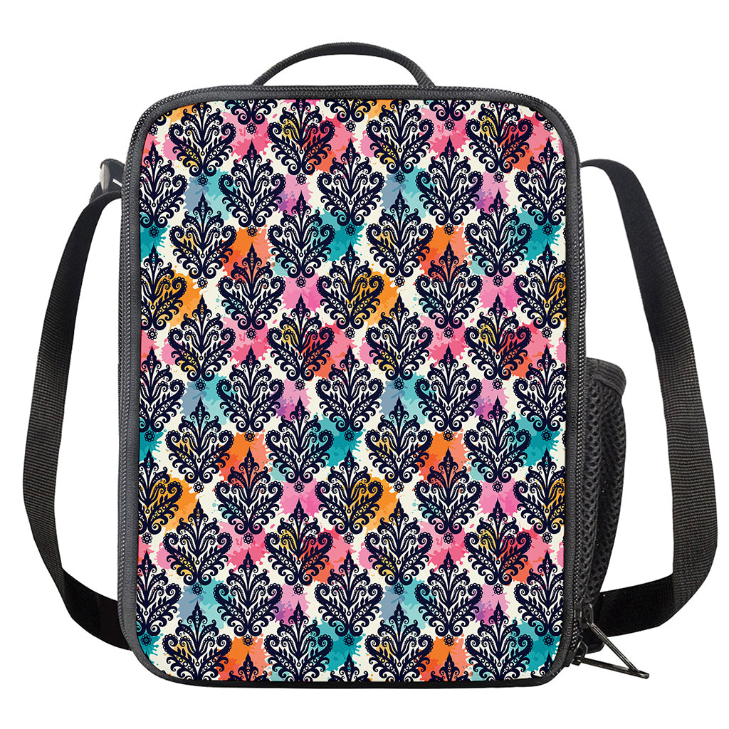 Colorful Damask Pattern Print Crossbody Lunch Bag
