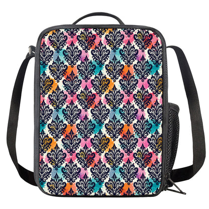 Colorful Damask Pattern Print Crossbody Lunch Bag
