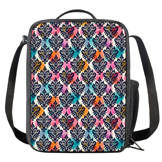 Colorful Damask Pattern Print Crossbody Lunch Bag
