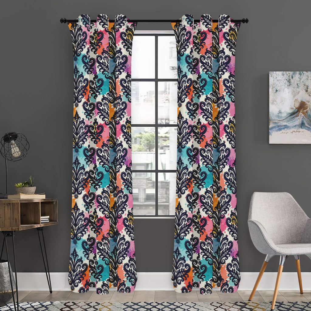 Colorful Damask Pattern Print Curtain