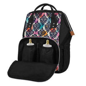 Colorful Damask Pattern Print Diaper Bag