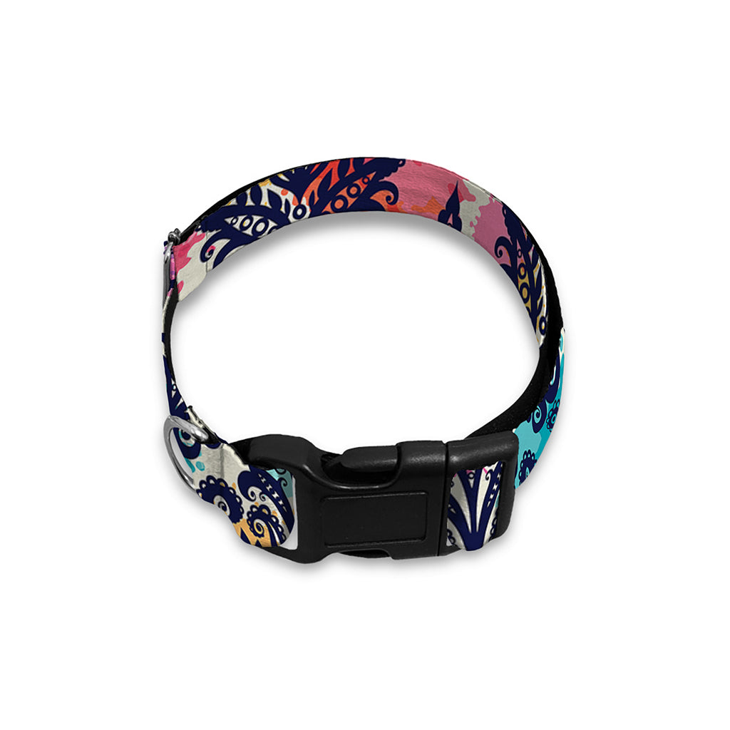 Colorful Damask Pattern Print Dog Collar