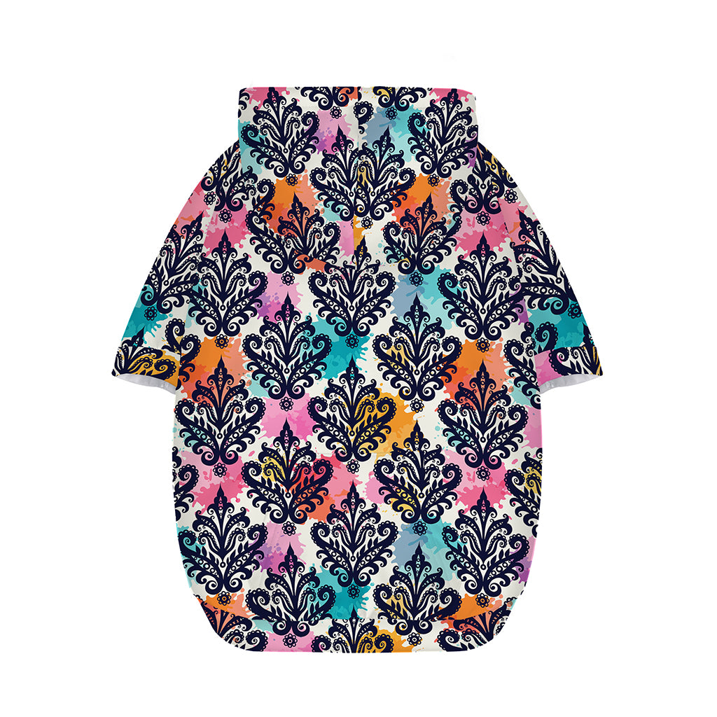 Colorful Damask Pattern Print Dog Zip Up Hoodie