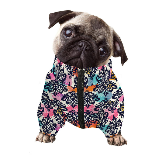 Colorful Damask Pattern Print Dog Zip Up Jacket