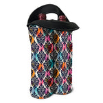 Colorful Damask Pattern Print Double Neoprene Wine Tote